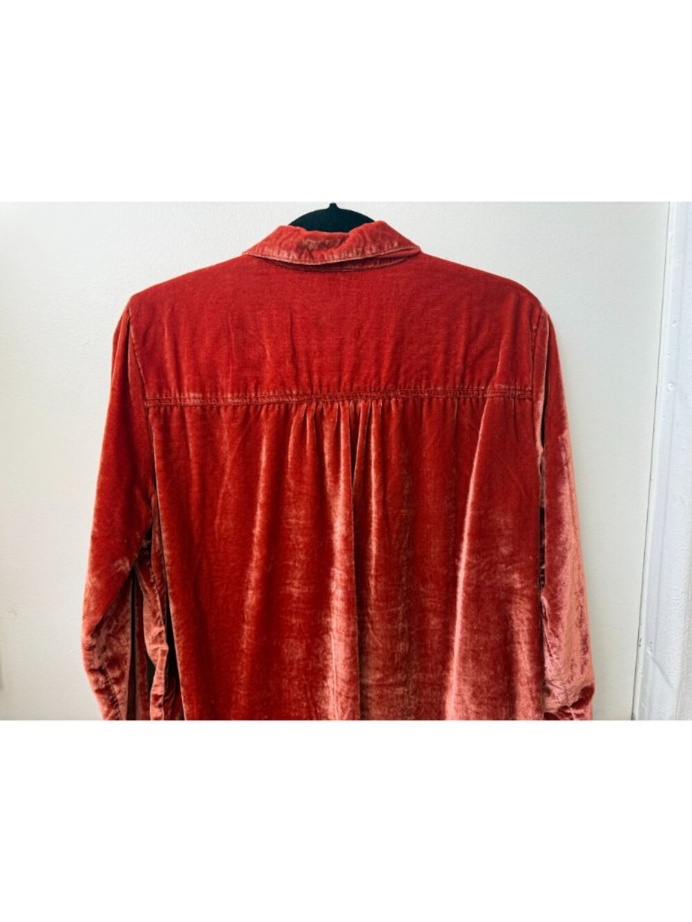 Women's Velvet Button Shirt ~ Anthropologie ~ Pilcro ~ Pumpkin Color ~ Size M - Picture 7 of 8